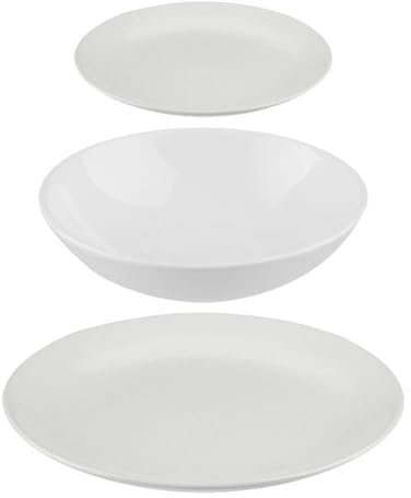 Secret de gourmet Service de table en céramique - Lot de 18 assiettes - Blanc
