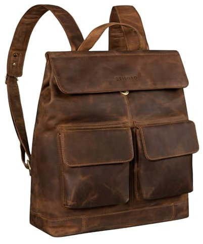 STILORD 'Drew' Vintage Rucksack Groß Leder XL Backpack für Damen Herren Laptop Rucksack 16 Zoll Arbeitsrucksack Reiserucksack Lehrerrucksack aus Echt Leder, Farbe:mittel - braun
