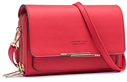 Roulens Klein Handy Umhängetasche,Damen Kleine Umhängetasche,PU Leder Crossbody Schultertasche Reisepass Handytasche mit Kartenschlitz Verstellbar Abnehmbar Schultergurt