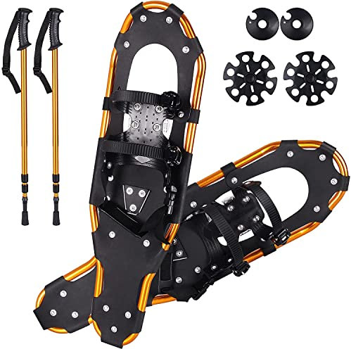 30 Zoll leichte Schneeschuhe für Damen und Herren, rutschfeste Aluminium-Steigeisen-Schneeschuhe mit Tragetasche und verstellbaren Bindungen
