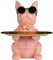 Bandeja de estatua de Bulldog rosa de resina, soporte de llavero para dulces, bandeja multifuncional para hucha de monedas, bandeja de almacenamiento de objetos pequeños para entrada de escritorio