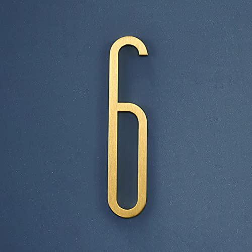 7cm Solid Brass 3D House Plaque Numbers 0-9 Letters A-Z Dash Sign Adhesive Glued Hotel Office Door Number Indoor Mailbox Address Digital Alphabet for Home Outdoor Plates Doorplate Room (6)