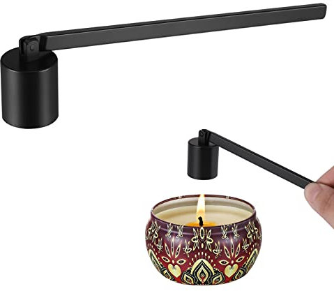 KroY PecoeD Spegnitela, estintore in acciaio inox, accessorio con manico lungo, per la maggior parte delle candele, nero