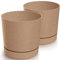 Tymar Blumentopf mit Untersetzer, 2er-Pack, dekorativer Pflanzentopf aus Kunststoff, Moderne, Runde Form, für Innenräume (ø 11 cm, (2pack) Eco Holz)