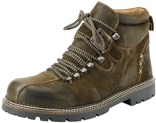 Stockerpoint Herren Tiago Trachtenstiefel, Dunkelbraun gespeckt, 43