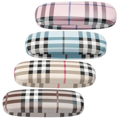EXIN DEHCEN 4 Pezzi Portaocchiali Astuccio Rigido, Custodia per Occhiali Rigida, Custodia Rigida Occhiali Sole per Occhiali Portatile, Astuccio Occhiali da Vista Adatta per Uomini e Donne
