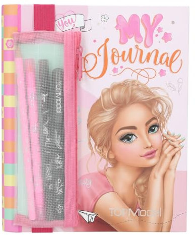 Depesche 12716 TOPModel My Journal - Notizbuch in Rosa mit Model Motiv, Ringbuch zum Selbstgestalten als Bullet Journal, inkl. Stifte, Sticker etc.
