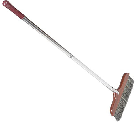 PLAFOPE Coffee Soft Bristle Broom Long Handle Wooden Stainless Steel Sweeping Broom Light Weight Sturdy for Cleaning Difficult Corners Indoor Outdoor Camping Office Floors