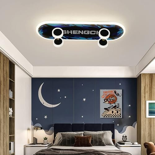 ZTZBFGM B, Kinderlampe Moderne Cartoon Skateboard 32W Deckenleuchte LED Deckenleuchte, Acryl Kronleuchter Jungen Mädchen Schlafzimmer Deckenlicht Innenbeleuchtung