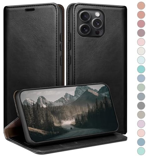 HUOUH for iPhone 14 Pro 6.1 Wallet case with RFID Blocking PU Leather,Flip Folio Book covers,Credit Card Holder Shockproof Phone case Women Men for Apple 14 Pro case Black
