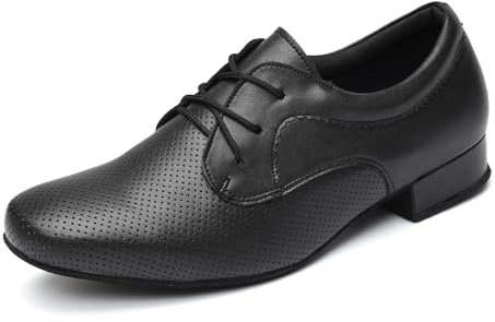 HROYL Tanzschuhe Herren Standard Latein Salsa Ballsaal-Tanzschuhe,Schwarze Wildleder-Sohle,EU 39