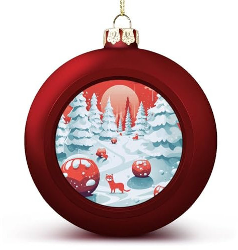 Große bruchsichere Weihnachtskugeln in Form einer roten Schneekugel zum Aufhängen für Weihnachtsbaum, Feiertagsdekoration (2024)