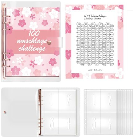 Budget Planner, HAIYUU 100 Envelope Saving Challenge Deutsch A5 Budgetplaner Finanzplaner Mit Challenge Tracker & Pre-numbered Taschen Geld Organizer Budget Binder Sparbuch Geld Sparen Challenge