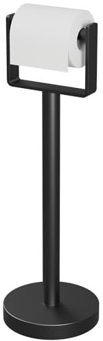 YUMORE Toilettenpapierhalter Stehend Mit Gewichteter Basis, Edelstahl Klopapierhalter Freistehend Klorollenhalter Schwarz Matt WC Rollenhalter Klopapierständer Toilettenrollenhalter, 556x180x180mm