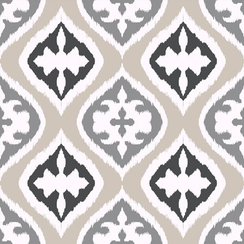 VaryFloral Wandtapete Selbstklebend Damast Klebefolie Möbel 30.5cmx300cm Fototapete Geometrische Muster Tapeten Beige Grau Möbelfolie Selbstklebend Wasserdicht Abstrakt Folie für Tisch Arbeitsplatte