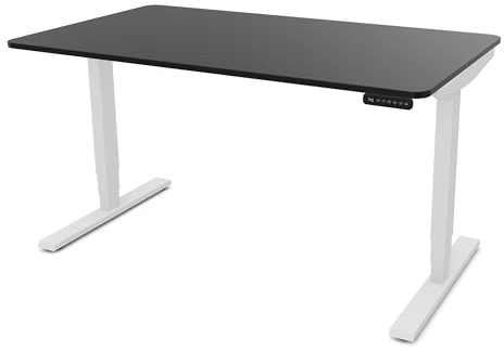 ASSMANN Elektrisch höhenverstellbarer Schreibtisch Y-Line Curved 120x80cm Schwarz Weiß, TÜV-Zertifiziert, Memoryfunktion, 5 Jahre Herstellergarantie einfache Montage für Büro und Homeoffice