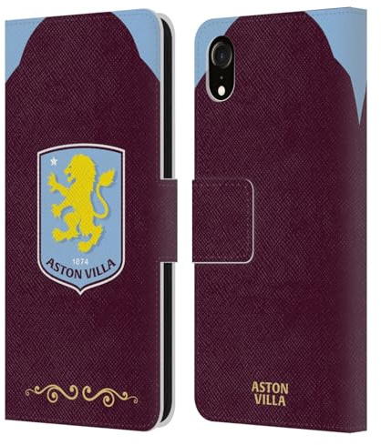 Head Case Designs Officially Licensed Aston Villa Football Club Home 2025/26 Crest Kit Leather Wallet Case Compatible With Apple iPhone XR