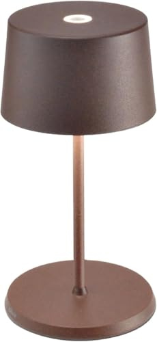 Zafferano, Olivia Mini Lampe, Tragbare und Wiederaufladbare Tischlampe mit Touch Control, Geeignet für Wohnzimmer und Außenbereich, Dimmer, 2200-3000 K, Höhe 22 cm, Farbe Corten
