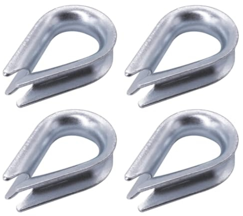 SKIR'CO (4 pièces) Cosses de câble en acier galvanisé DIN 6899B 10 mm, cosses en forme de cœur pour câbles en acier, gréement de câbles