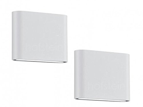 2er Set kleine Flache LED Außenwandleuchten aus Aluminium Weiß, Breite 11,5cm