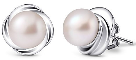 B.Catcher Perlen Ohrringe Damen 925 Sterling Silber Ohrstecker Ohrschmuck Blumesprache Süßwasser Zuchtperle