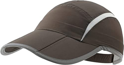 Magracy Unisex Schnell trocknende Sportmütze Sommer Faltbare Laufmütze mit reflektierendem Krempe Outdoor atmungsaktivem Netz-Hut, Armee-grün