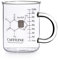 Koffein-Becher-Becher, Koffein-Molekül-Tasse – Chemie-Tasse, 473 ml, Borosilikatglas, Kaffeetassen mit Griff und Messung für Kaffee, Latte, Tee oder heiße und kalte Getränke – Tee-Kaffeetasse
