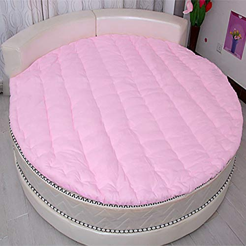 MSM Runde Matratze, Verdicken sie Gesteppter Weich Komfort Volltonfarbe Schlafzimmer Wohnzimmer Bodenmatratze Futon Bett roll-Rosa Durchmesser:180cm