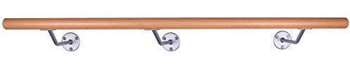 Ballettstange aus Holz, Wandhaltern in 2 Farben, 20cm Wandabstand, 20 Längen 2 Farben wählbar (Silbergrau, 4.00)