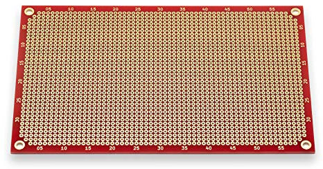 PROTOPATCH® Premium Lochrasterplatine | Lochrasterplatte | Leiterplatte | Lochplatine | Prototype PCB Board | Euro-Platine | 160 x 100 mm | Doppelseitig | Runde Pads | Rot | PTH | 2,54 mm