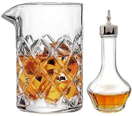 Cocktail Mixing glass – 17oz Cocktail Stirring Glass with Thick Weighted Bottom，Professional Stirring Glass Cocktail beaker