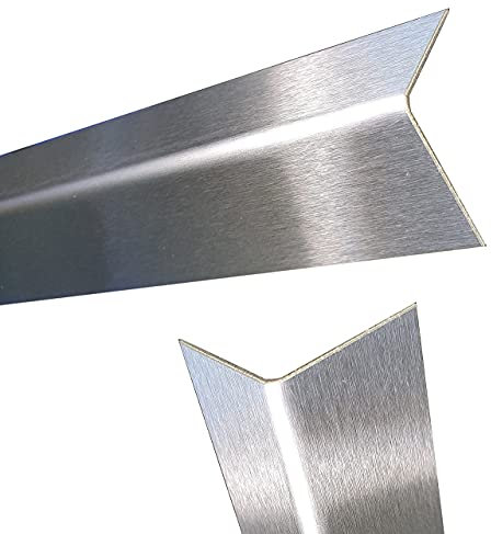 Gastro-Blechdesign Edelstahl Winkel 2000mm 20x20 mm K240 geschliffen V2A 1,5mm stark, Winkelblech Kantenschutz,Winkelprofil, 200cm Edelstahl L-Profil Schenkel 2x2cm