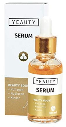 YEAUTY BEAUTY BOOST SERUM, das leistungsstarke Konzentrat aus Kaviarextrakt, Kollagen, Hyaluronsäure als perfektes Anti-Aging Mittel für eine sichtbar glattere Haut, 1x 30ml