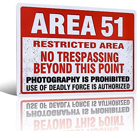 Area 51 - Cartello da parete Warning NO TRESPASSING Deadly Force, 9 x 12