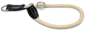 lionto Hundehalsband mit Zugstopp, Länge 35 cm, Dicke 0,8 cm, Beige | Trainingshalsband aus strapazierfähigem Nylon, mit robuster Schnalle, stufenlos verstellbar, D-Ring für Leinenbefestigung