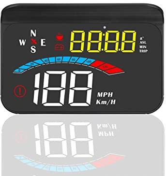 Head up Display Auto, 3.5 Zoll HUD GPS iKiKin Auto HUD Display für alle Autos und LKWs, Windschild-LED-Projektor, HUD-Reflexionsfilm, Geographisches Positionierungs System Tachometer, Plug & Play