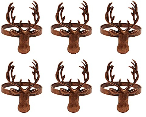 Serviettenringe,6Pcs Weihnachten Serviettenringe, Servietten Schnalle Halter Rentier Serviettenring Halter Metall Serviettenschnallenhalter Weihnachten Serviettenhalter Schnallen für Tischdekoration