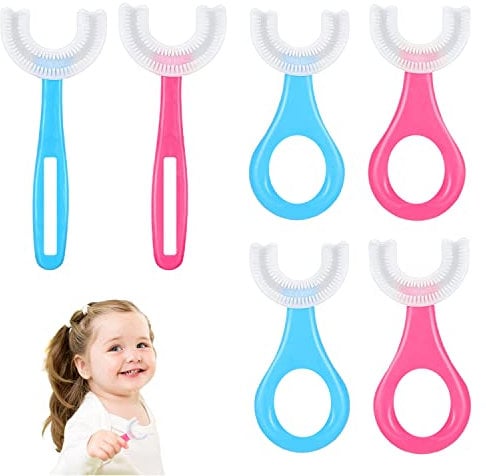 VIKSAUN 6 Stück Zahnbürste Kinder U Förmige Kinderzahnbürste, Zahnbürste für den Ganzen Mund, Lebensmittelqualität Silikonbürstenkopf Baby Zahnbürste, 360 ° Mundpflege Zahnreinigung (2-12 Jahre Alt)