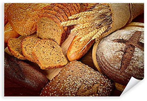 Postereck - 3258 - Brot, Körner Bio Küche Vollkorn Weizen Backen - Wandposter Fotoposter Bilder Wandbild Wandbilder - Leinwand - 60,0 cm x 40,0 cm