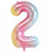 Pastel Rainbow Number 2 - Large Helium Foil Balloon - Birthday Party Wedding Anniversary Decoration - 101cm