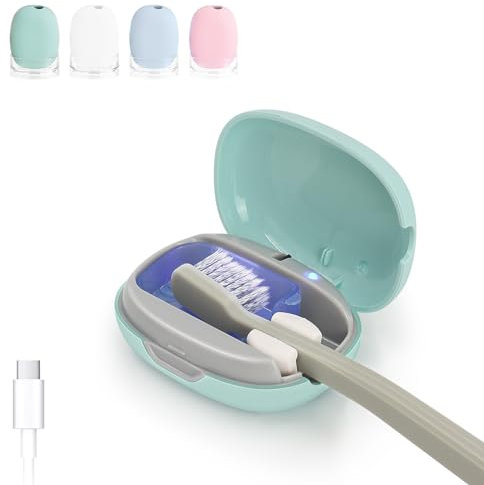 ELMWAY UV-Desinfektionsmittel Zahnbürstenetui, tragbarer Mini-Zahnbürstenhalter, sterilisierend für Zuhause und Reisen, passend für alle Zahnbürsten für elektrische und manuelle (grün)