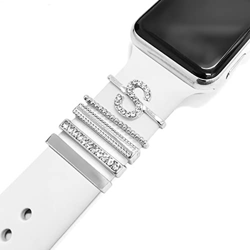 5 Stücke Edelstahl Dekorative Ringschlaufen Schmuck Uhrenarmband Zubehör Charms Kompatibel für Apple Watch Silikonbänder Charms für Galaxy Uhrenarmband Passend für alle Uhrenarmbänder