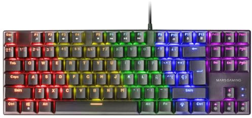 Mars Gaming MK80 Black, Mechanical Gaming Keyboard TKL FRGB, Antighosting, Mechanical Switch Blue, French Language