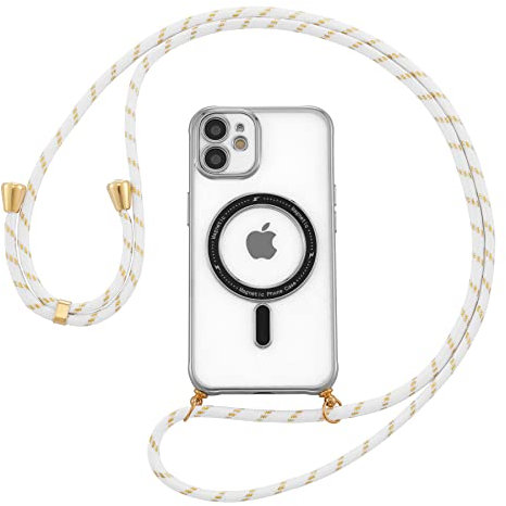 ZCDAYE iPhone 11 Hülle Handykette, Klare iPhone 11 Handyhülle mit Band Kabelloses Laden Kompatibel, Galvanisierte TPU Schutzhülle Case Umhängetasche für iPhone 11 (6.1 inches), Silber