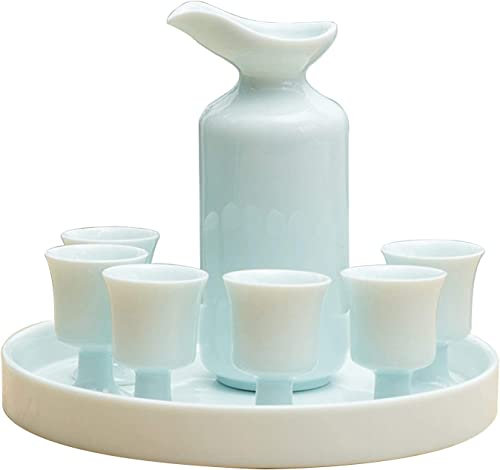 BOSUGE, Juego De Sake, Juego De Tazas De Sake Japonés, Diseño Pintado A Mano Tradicional Cerámica De Porcelana Tazas De Cerámica Artesanales Copas De Vino, for Restaurante De Sushi-A (Color : A)