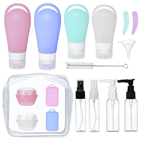Silikon Reiseflaschen, Reiseflasche 16 Stück Silikon Reiseflaschen Set, TSA-geprüfte auslaufsichere Reiseflaschen für Shampoo, Lotion, Conditioner, Duschgel, etc.