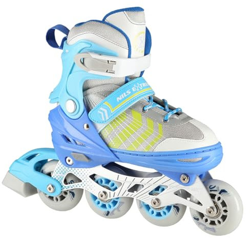 NILS NH18192 4in1 Inliner Inlineskates Rollschuhe Triskates Schlittschuhe Skates mit Verstellbarer Größe L (39-43) Blau Outdoor für Kinder für Jugendliche Erwachsene