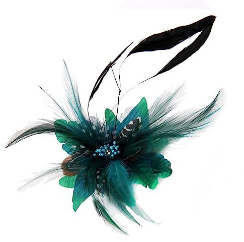 Black Fascinator Clip, Ladies Feather Beak Clip Fascinator, Black Brooch Pin Hair Accessory, Weddings, Races (Green)