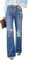 Roskiky Jean pour femme, taille haute, avec trous, extensible, baggy, Lapis Loft, S