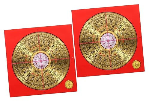 Warmhm 2sätze Retro-chinesischer Luo Pan Kompass Aus Kupfer Hochpräziser Feng Shui Kompass Für Outdoor-aktivitäten Dekoration Bagua-Platte